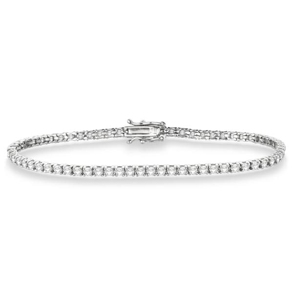 Eternity Diamond Tennis Bracelet 14k White Gold 3.51ctw: CENTER STONE; Diamond CENTER STONE CLARITY; SI CENTER STONE COLOR; J-K CENTER STONE SETTING; Prong SIDE STONE CLARITY; SIDE STONE COLOR; SIDE STONE SETTING; ctw OF SIDE STONE: SIDE STONE QUALITY; 