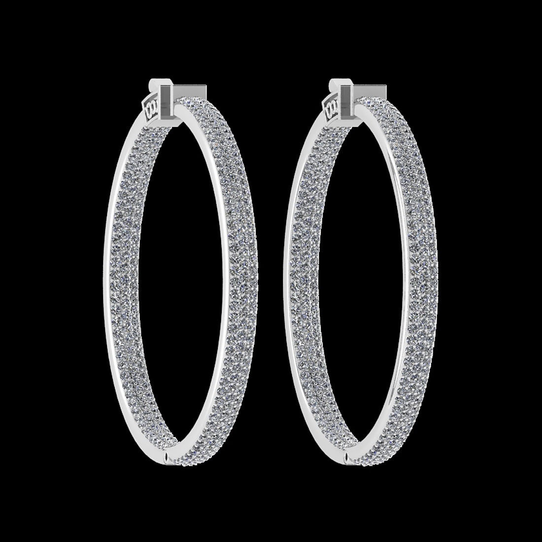 3.00 Ctw i2/i3 Diamond 14K White Gold Hoop Earrings: Center Diamond Weight : 3.00 Ctw (Round Cut) Center Diamond Color :- J-K Center Clarity : i2/i3 Stone Setting : Prong Metal Weight : Approx 8.40 Gram 14K White Gold Hoop Earrings Size:-1.40Inch