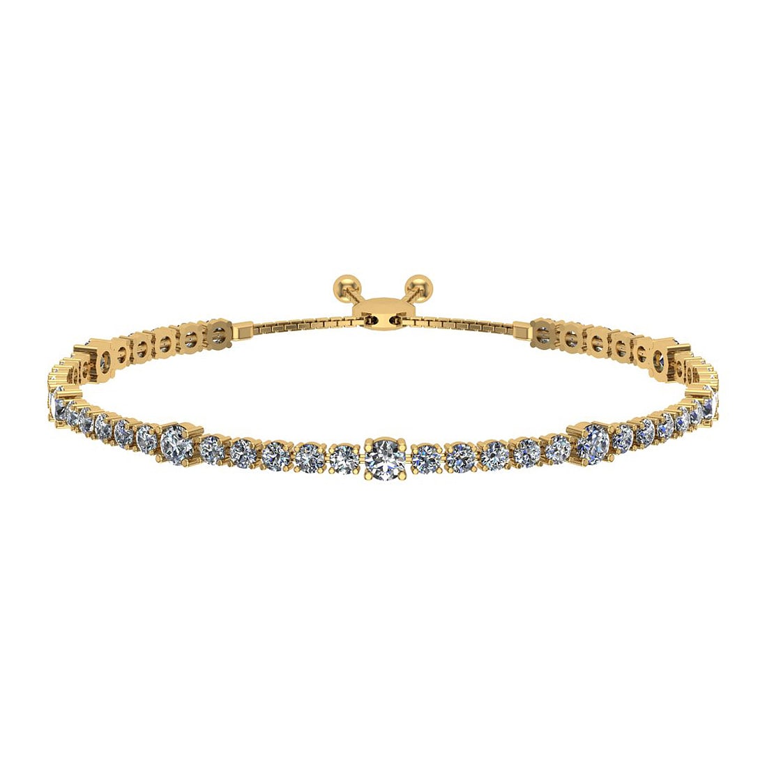 1.84 Ctw SI2/I1 Diamond Prong Set 14K Yellow Gold Slide Bracelet: Center Diamond Weight : 1.84 Ctw (Round Cut) Center Diamond Color :- J-K Center Clarity : SI2/I1 Stone Setting : Prong Metal Weight : Approx 7.50 Gram 14K Yellow Gold Slide Bracelet T4-002-1.75-3.25MS