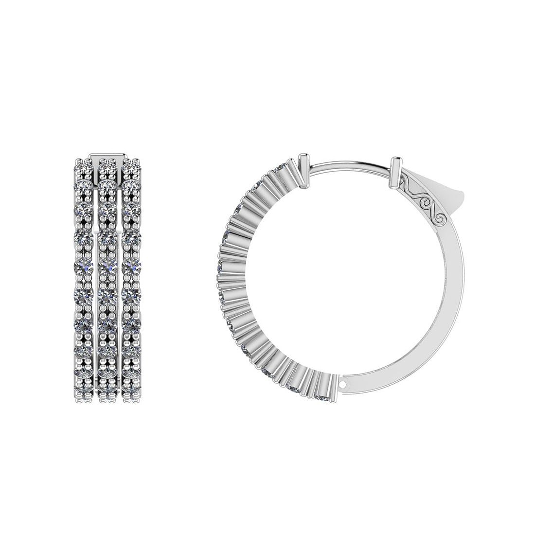 0.90 Ctw SI2/I1 Diamond Prong Set 14K White Gold Huggie Earrings (1 of 1)
