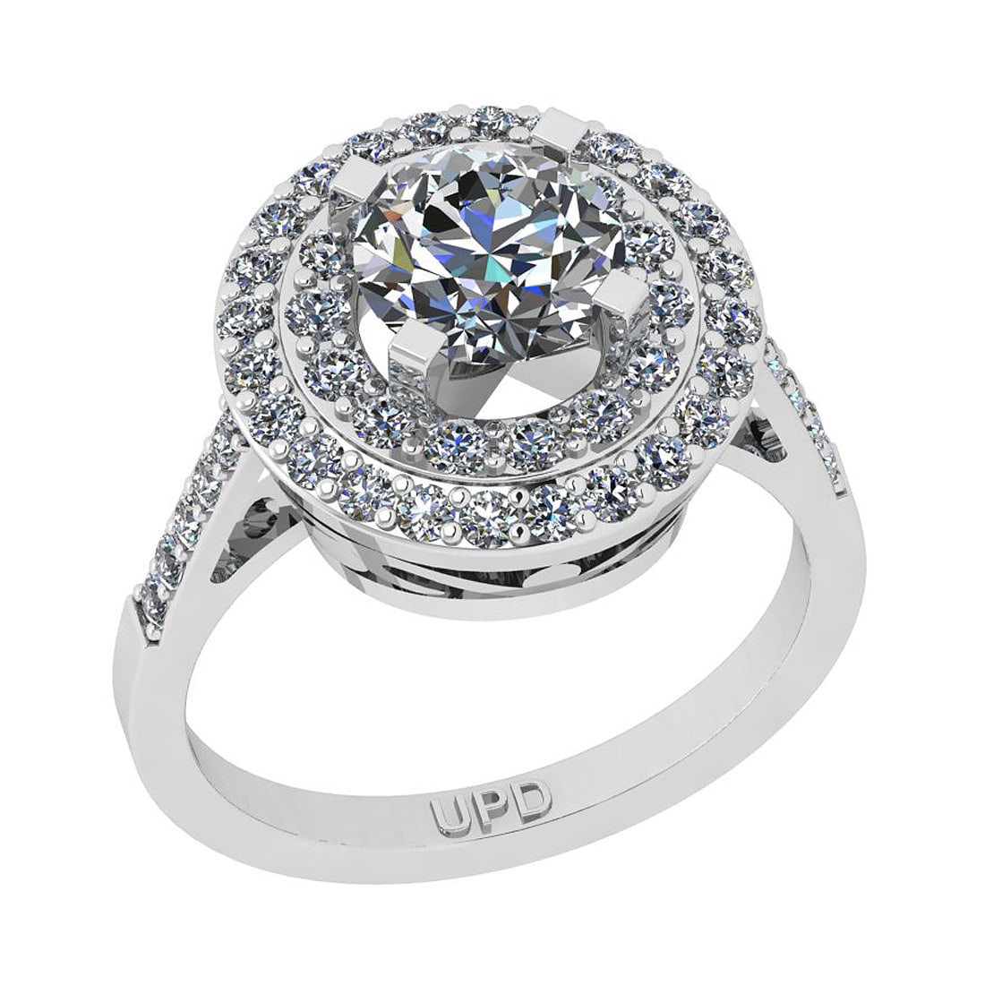 2.39 Ctw SI2/I1 Gia Certified Center Diamond 14K White Gold Engagement Halo: Center Diamond Weight : 1.25 Ctw ( Round Cut GIA Certified ) Center Diamond Color :-J-K Center Stone Setting : Prong Center Clarity : SI2/I1 Side Stone Weight Of Ctw 1.14 Ctw Side Stone Color : J-K