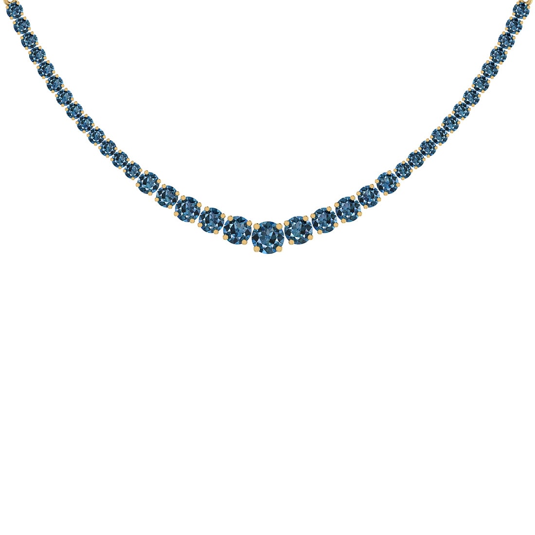 5.63 Ctw i2/i3 Treated Fancy Blue Diamond 14K Yellow Gold Necklace: Center Diamond Weight : 5.63 Ctw ( Round cut) Center Diamond Color : Treated Fancy Blue Dimaond Center Clarity : i2/i3 Center Stone Setting : Prong Metal Weight : Approx 15.00 Gram 14K Yellow Gold