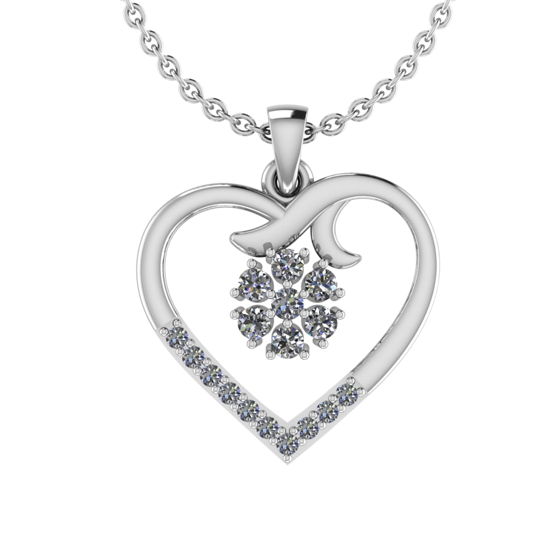 0.18 Ctw SI2/I1 Diamond 14K White Gold Valentine s Day special Pendant (1 of 1)