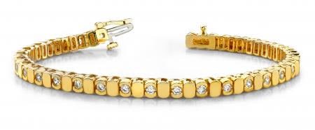 14KT YELLOW GOLD 1 CTW G-H VS2/SI1 ALTERNATING BEZEL DIAMOND BRACELET (1 of 1)
