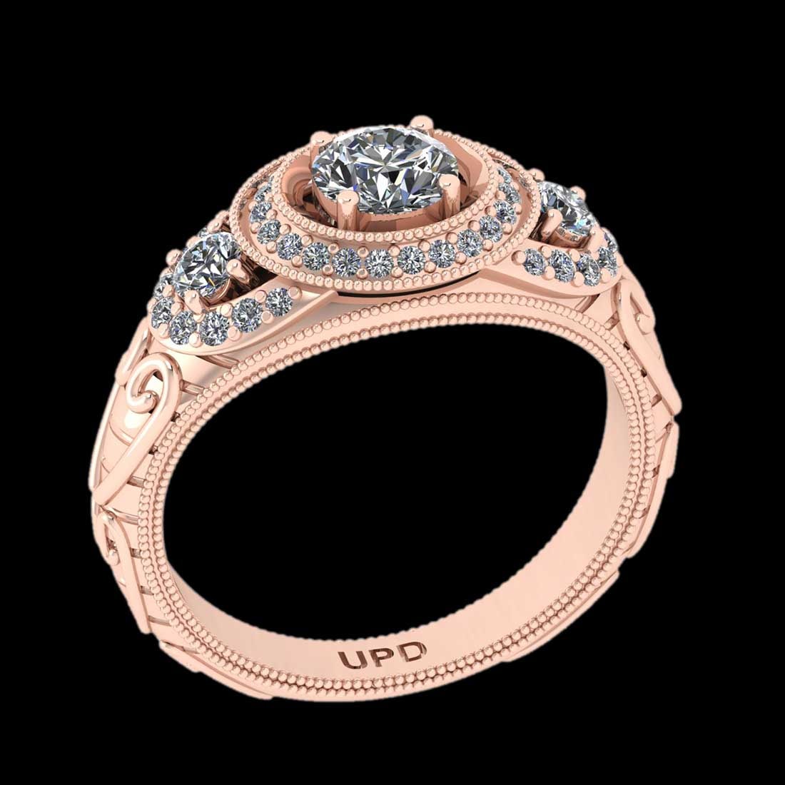 0.95 Ctw VS/SI1 Diamond 14K Rose Gold Engagement Halo Ring: Center Diamond Weight : 0.50 Ctw ( Round Cut) Center Color :-J-K Center Stone Clarity :- VS/SI1 Center Stone Setting : Prong Side Stone Weight Of Ctw 0.45 Ctw Side Stone Color : J-K Stone Clarity :