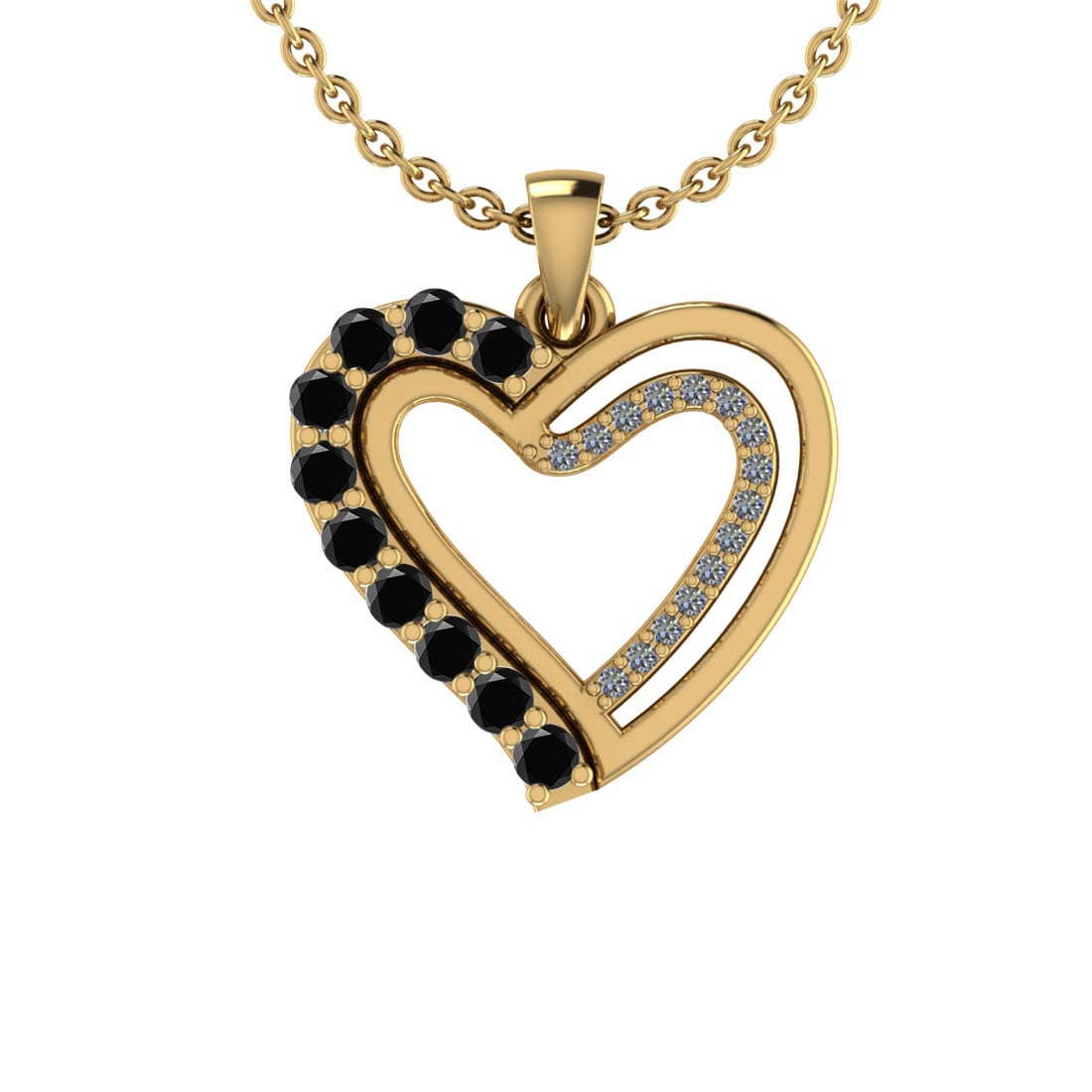 0.14 Ctw i2/i3 Treated fancy Black Diamond 14K Yellow Gold Pendant Necklace (1 of 1)