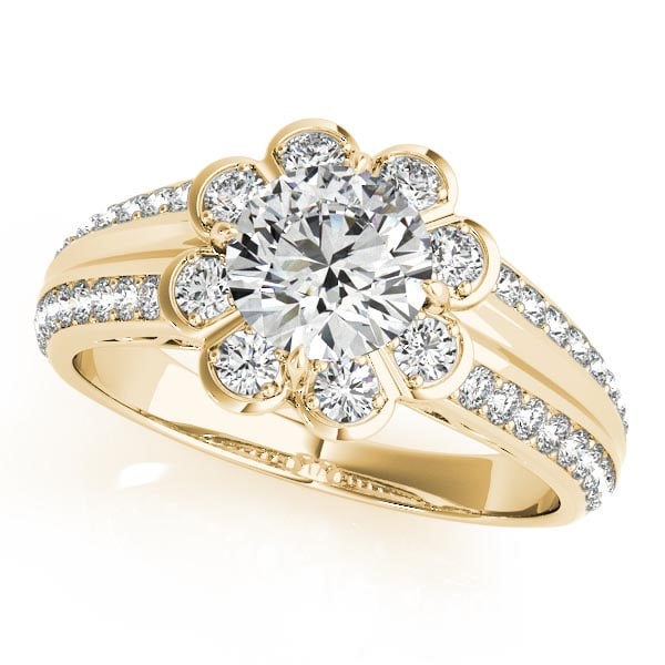 CERTIFIED 18K YELLOW GOLD 1.18 CTW J-K/VS-SI1 DIAMOND HALO ENGAGEMENT RING (1 of 1)