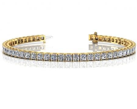 14KT YELLOW GOLD 4 CTW G-H VS2/SI1 PRINCESS CUT BRACELET: 14KT YELLOW GOLD 4 CTW G-H VS2/SI1 PRINCESS CUT BRACELET #PAPPS19926v5