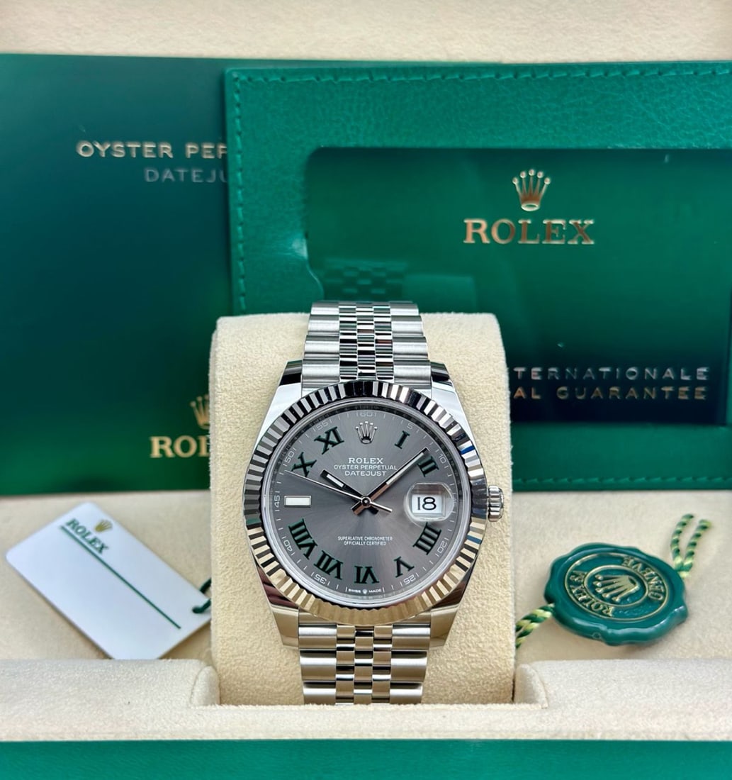 Rolex Oysterperpetual Datejust Fluted Jubilee Wimbledon 41mm Comes with Box: Rolex Oysterperpetual Datejust Fluted Jubilee Wimbledon 41mm Comes with Box & Papers #PAPPS23469v15