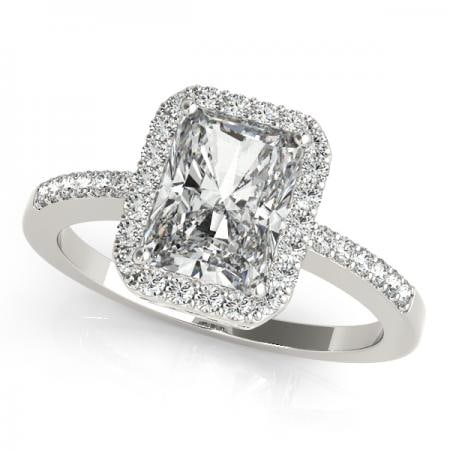 CERTIFIED 18KT WHITE GOLD 1.00 CTW J-K/VS-SI1 DIAMOND HALO ENGAGEMENT RING (1 of 1)