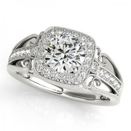 CERTIFIED 18KT WHITE GOLD 0.87 CTW J-K/VS-SI1 VINTAGE STYLE DIAMOND RING (1 of 1)