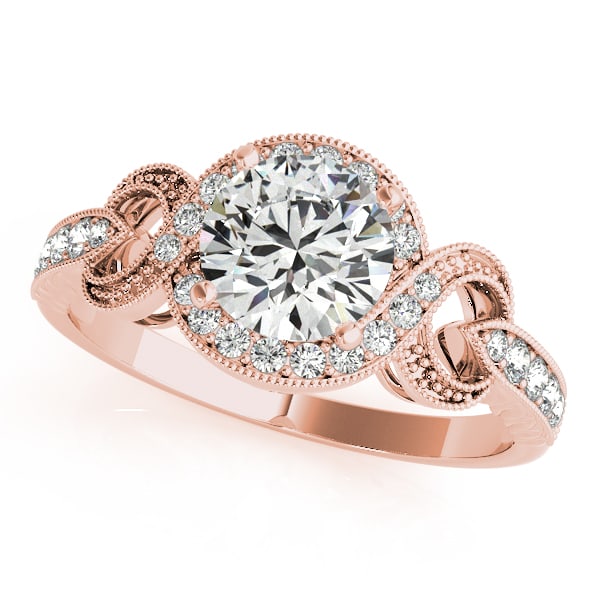 CERTIFIED 18K ROSE GOLD 0.76 CTW J-K/VS-SI1 DIAMOND HALO ENGAGEMENT RING (1 of 1)