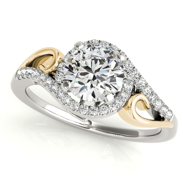 CERTIFIED TWO TONE GOLD 1.00 CTW J-K/VS-SI1 DIAMOND HALO ENGAGEMENT RING (1 of 1)