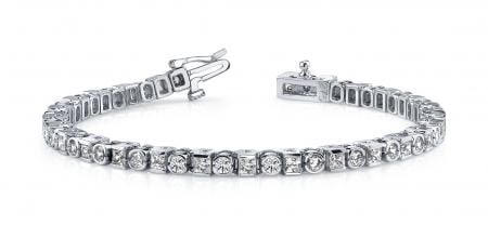 14KT WHITE GOLD 4 CTW G-H VS2/SI1 PRINCESS AND ROUND DIAMOND TENNIS BRACELE: 14KT WHITE GOLD 4 CTW G-H VS2/SI1 PRINCESS AND ROUND DIAMOND TENNIS BRACELET #PAPPS20102v5