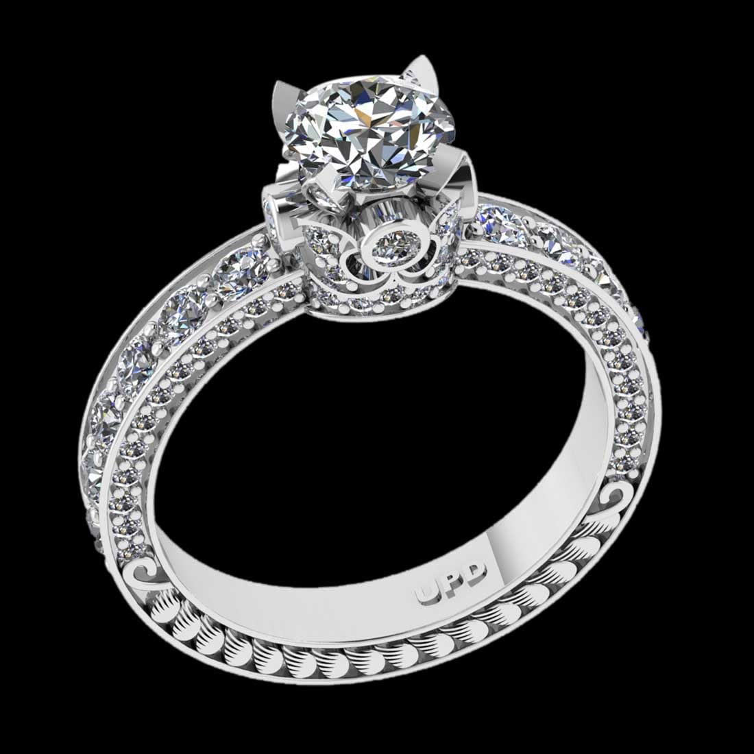 2.18 Ctw VS/SI1 Diamond 10K White Gold Engagement Halo Ring: Center Diamond Weight : 1.00 Ctw ( Round Cut) Center Diamond Color :-J-K Center Stone Setting : Prong Clarity :VS/SI1 Total Weight Of Ctw 1.18 Ctw Color : J-K Clarity :VS/SI1 Stone Setting : Prong Met