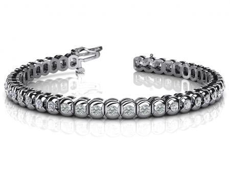 14KT WHITE GOLD 1 CTW G-H VS2/SI1 HALF BEZEL DIAMOND TENNIS BRACELET (1 of 1)