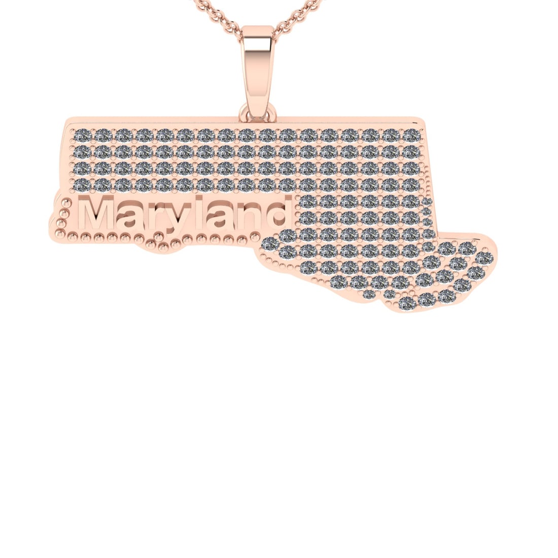 4.17 Ctw SI2/I1 Diamond 14K Rose Gold Express Your State Love MARYLAND Neck: Total Diamond Weight : 4.17 Ctw ( Round Cut ) Diamond Color :- J-K Clarity : SI2/I1 Stone Setting : Prong Metal Weight : Approx 10.80 Gram 14K Rose Gold Express Your State Love MARYLAND Necklace #PAPP