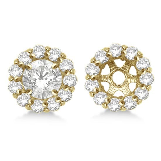 Round Diamond Earring Jackets for 7mm Studs 14K Yellow Gold 0.90ctw (1 of 1)