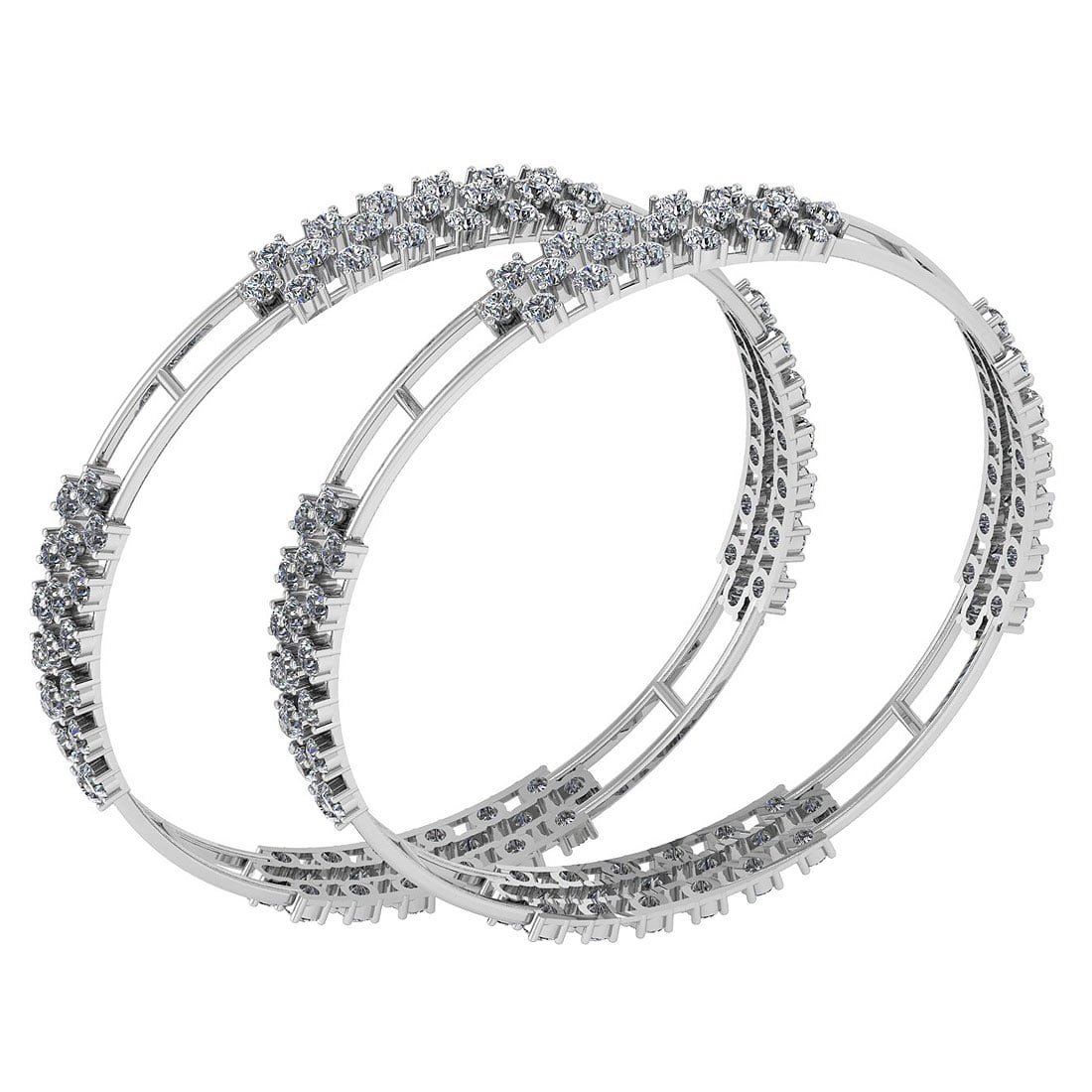 15.20 Ctw SI2/I1 Diamond 10K White Gold Bengals: Center Stone Weight : 15.20 Ctw (Round Cut ) Center Stone Color : J-K Stone Clarity : SI2/I1 Stone Setting : Prong Metal Weight : Approx 32.30 Gram Bengals s Size : 57 mm 2 24 Inches 10K White Gold