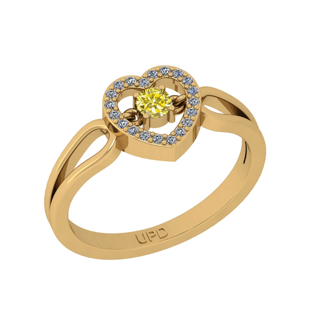 0.20 Ctw i2/i3 Treated fancy Yellow Diamond Prong Set 14K Yellow Gold Ring: Center Stone Weight : 0.10 Ctw ( Round Cut ) Center Stone Color :- Treated fancy Yellow Diamond Center Clarity : I2/I3 Center Stone Setting : Prong Side Stone Weight Of Ctw 0.10 Ctw Side Stone Color