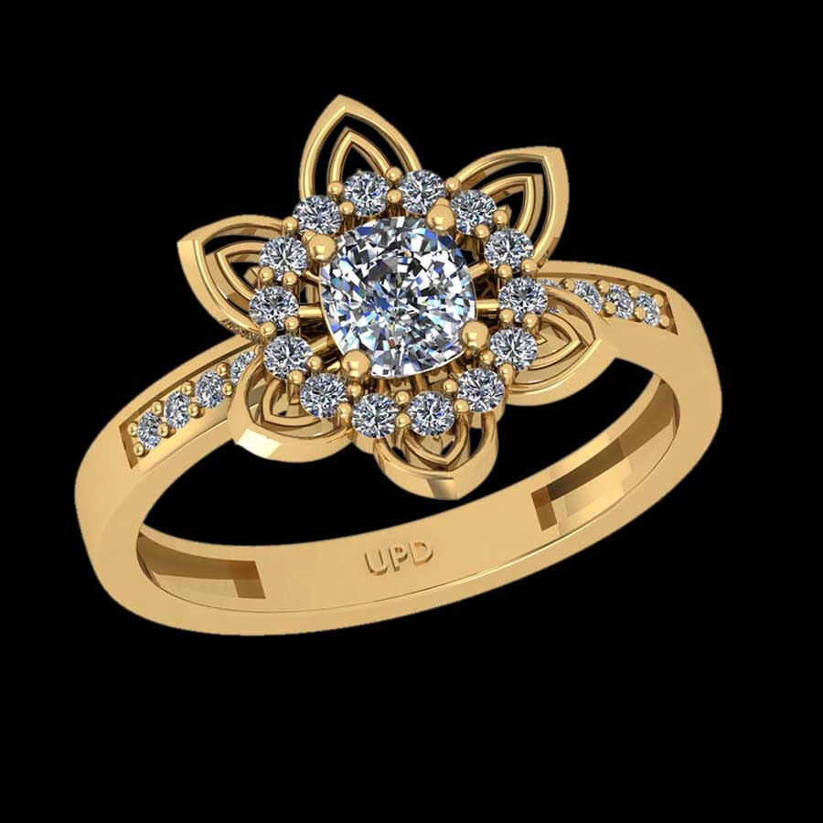 0.86 Ctw SI2/I1 Diamond 18K Yellow Gold Engagement Ring: Center Diamond Weight : 0.60 Ctw (Cushion Cut) Center Diamond Color :-J-K Setting : Prong Side Weight Of Ctw 0.26 Ctw Color : J-K Clarity : SI2/I1 Stone Setting : Prong Metal Weight : Approx 3.20