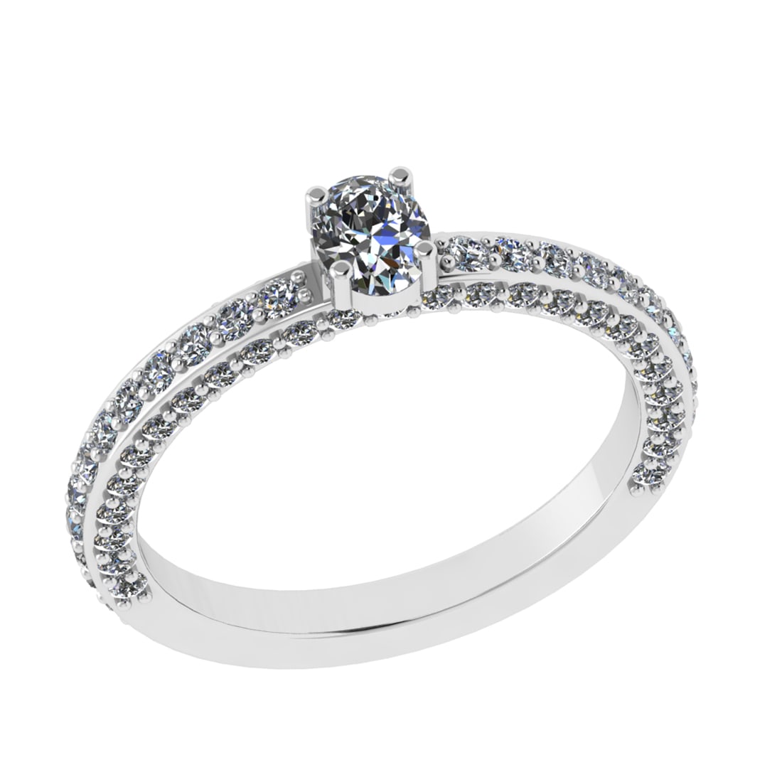 1.51 Ctw SI2/I1 Diamond 14K White Gold Engagement Ring: Center Diamond Weight : 0.30 Ctw ( Oval Cut) Color :- J-K Clarity : SI2/I1 Center Stone Setting : Prong Side Diamond Weight Of Ctw 1.21 Ctw Color : J-K Clarity : SI2/I1 Stone Setting : Prong Metal