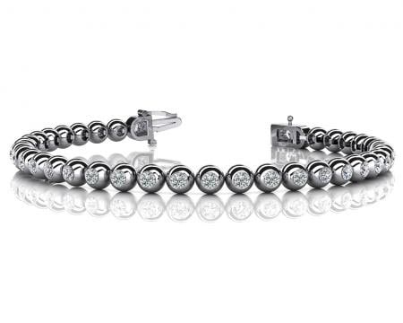 14KT WHITE GOLD 1 CTW G-H VS2/SI1 ROUND BEZEL SET DIAMOND TENNIS BRACELET: 14KT WHITE GOLD 1 CTW G-H VS2/SI1 ROUND BEZEL SET DIAMOND TENNIS BRACELET #PAPPS20165v5