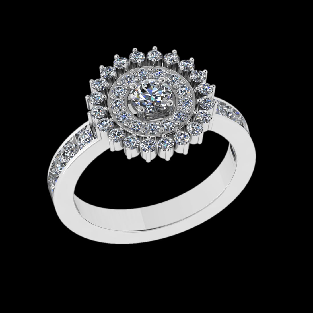 1.18 Ctw VS/SI1 Diamond 18k White Gold Engagment Ring: Center Diamond Weight : 0.25 Ctw (Round Cut) Color : J-K Clarity : VS/SI1 Setting : Prong Side Weight Of Ctw 0.93 Ctw Color : J-K Clarity : VS/SI1 Stone Setting : Prong Metal Weight : Approx 6.20 gram