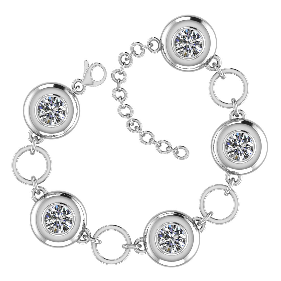 2.50 Ctw SI2/I1 Diamond Style Bezel Set 18K White Gold Tennis Bracelet: Diamond Stone Weight ; 2.50 Ctw ( Round Cut) Diamond Stone Color : White J-KDiamond Stone Clarity : SI2/I1 Stone Setting : Bezel Metal Weight : Approx 9.50 Gram 18K White Gold Tennis Bracelet Size-