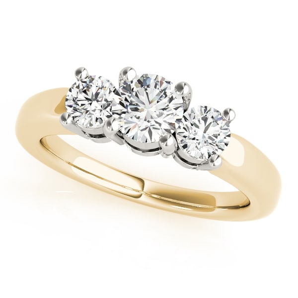 Certified 0.50 Ctw SI2/I1 Diamond 14K Yellow Gold three Stone Ring (1 of 1)