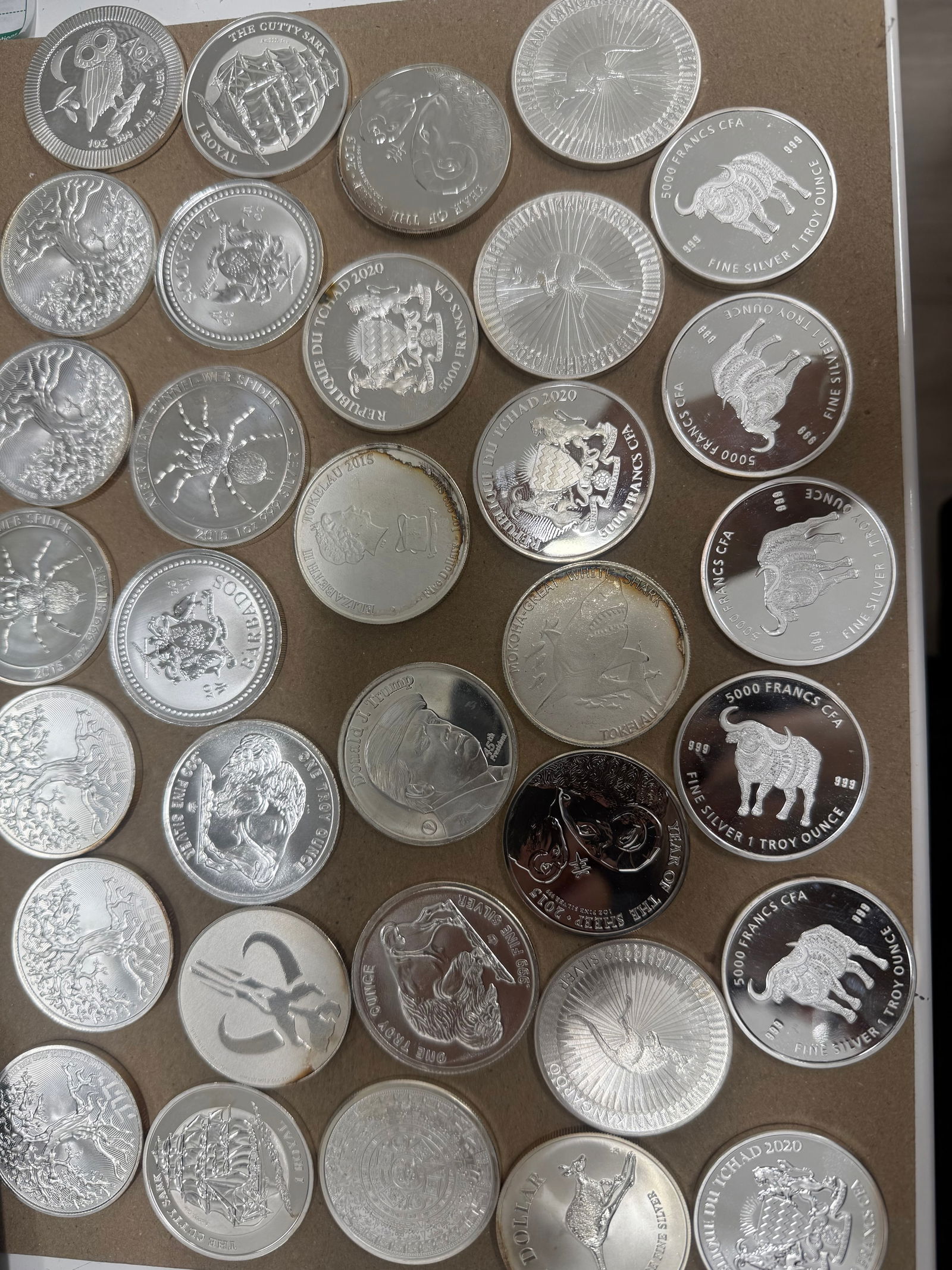 Mixed Lot of Varying Pure Silver 1 ounce Coins .999 33 pieces: Mixed Lot of Varying Pure Silver 1 ounce Coins .999 33 pieces #PAPPS98326v15