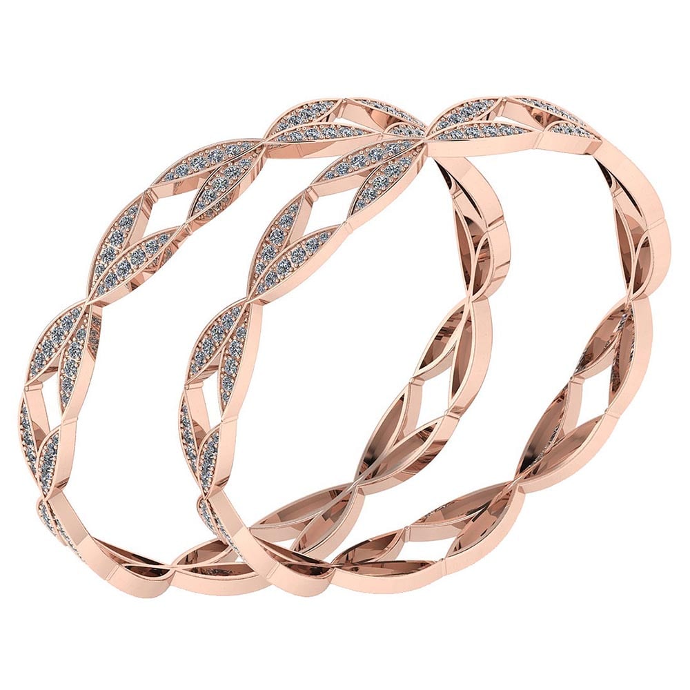 Certified 6.52 Ctw Diamond VS/SI1 Bangles 14K Rose Gold Made In USA: Center Stone Approx Weight: 6.52 Ctw (308 Pcs Round) Center Stone Color: White G-H Diamond Stone Clarity: VS/SI1 Stone Setting: Prong Metal Approx Weight: 39.10 Gram Bangles Size: 57 mm 224 Inches