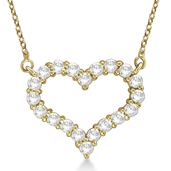 Open Heart Diamond Pendant Necklace 14k Yellow Gold 3.10ctw: CENTER STONE; Diamond CENTER STONE CLARITY; SI1 CENTER STONE COLOR; J-K CENTER STONE SETTING; Prong SIDE STONE CLARITY; SIDE STONE COLOR; SIDE STONE SETTING; ctw OF SIDE STONE: SIDE STONE QUALITY; 