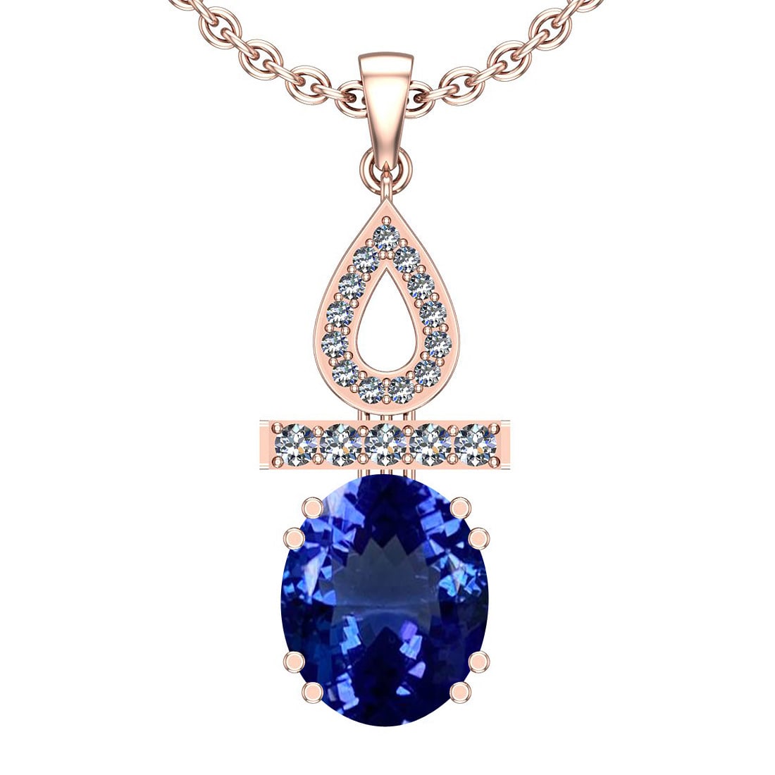 Certified 5.08 Ctw VS/SI1 Tanzanite And Diamond 14k Rose Gold Victorian Sty: Center Stone Approx Weight: 4.33 Ctw (1 Pcs Oval Cut) Center Stone Color: Tanzanite Center Stone Setting: Prong Side Stone 0.75 Ctw Side Stone Color: J-K Stone Clarity: VS/SI1 Stone Setting: Prong
