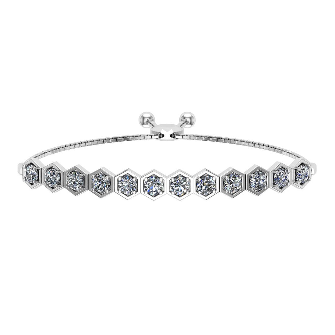 1.23 Ctw SI2/I1 Diamond Prong Set 14K White Gold Slide Bracelet: Center Diamond Weight : 1.23 Ctw (Round Cut) Center Diamond Color :- J-K Center Clarity : SI2/I1 Stone Setting : Prong Metal Weight : Approx 6.70 Gram 14K White Gold Slide Bracelet B410-2.5(2)SB #PAPP