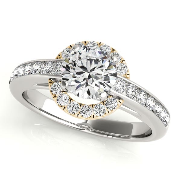 CERTIFIED TWO TONE GOLD 1.33 CTW J-K/VS-SI1 DIAMOND HALO ENGAGEMENT RING (1 of 1)