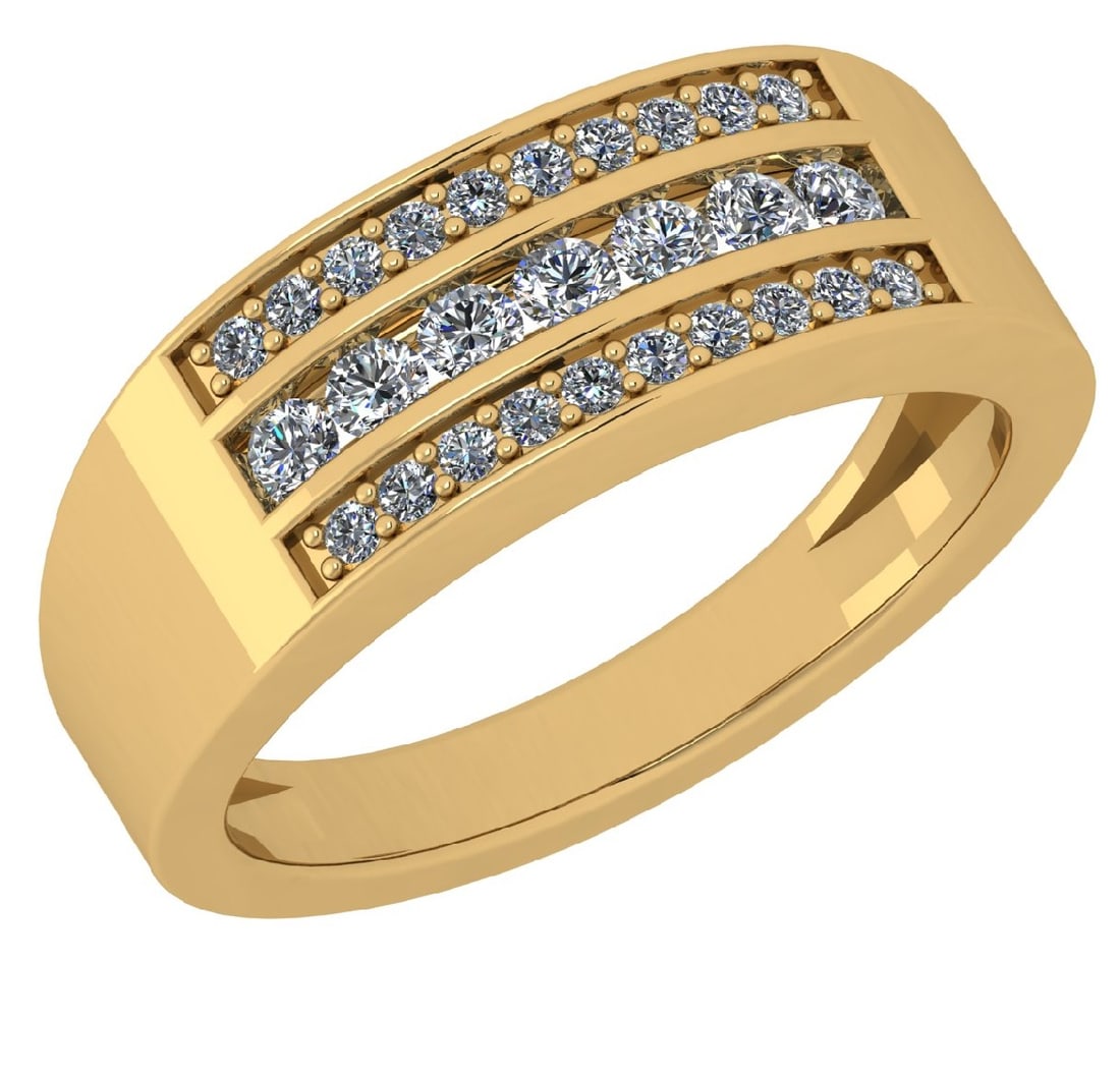 0.40 Ctw SI2/I1 Diamond 14K Yellow Gold Men s Band Ring: Total Diamond Weight : 0.40 Ctw (Round Cut) Color : J-K Setting : Prong Stone Clarity : SI2/I1 Metal Weight : Approx 4.50 Gram 14K Yellow Gold Men s Band Ring Current Ring Size is-9 #PAPPS93842v7