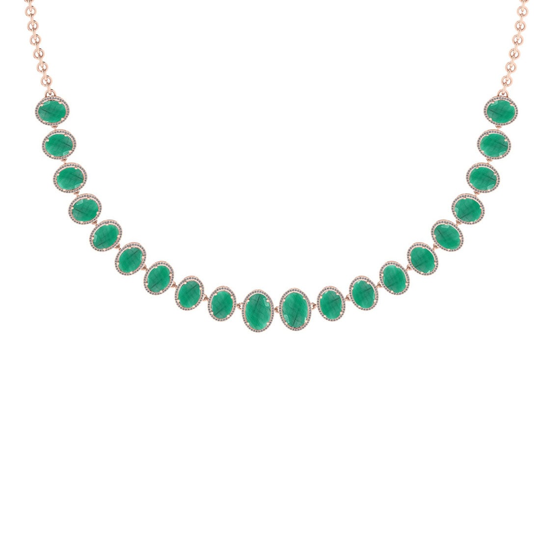 44.40 Ctw VS/SI1 Emerald And Diamond 14K Rose Gold Girls Fashion Necklace (: Color Stone Weight : 40.00 Ctw ( Oval Cut ) Center Stone Color : Emerald Stone Setting : Prong Side Diamond Weight Of Ctw 4.40 Ctw Side Stone Color : J-K Stone Clarity : VS/SI1 Stone Setting : Prong