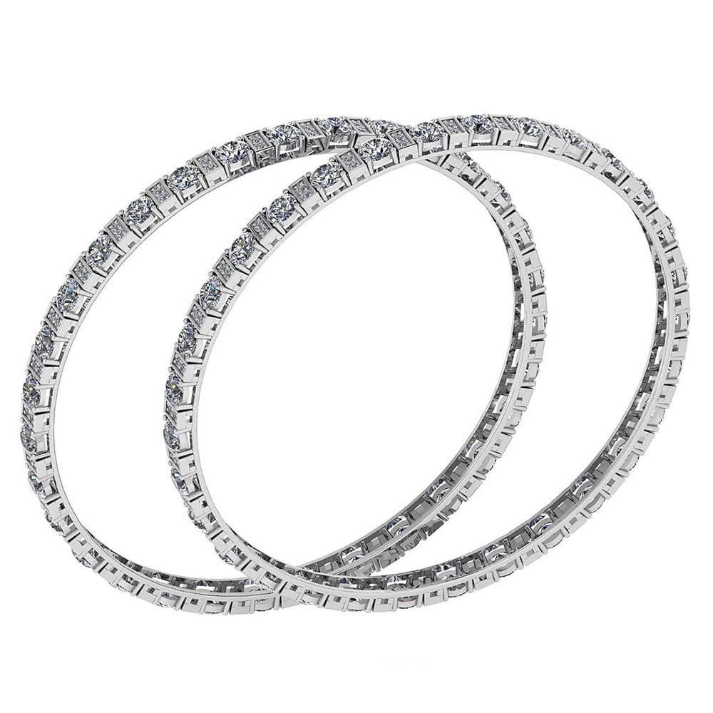 Certified 16.49 Ctw Diamond SI2/I1 Bangles 14K White Gold Made In USA: Center Stone Approx Weight: 16.49 Ctw (186 Pcs Round) Center Stone Color: White G-H Diamond Stone Clarity: SI2/I1 Stone Setting: Prong Metal Approx Weight: 17.28 Gram Bangles Size: 57 mm 224 Inches 14