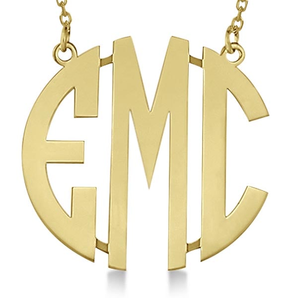 Bold-Face Custom Initial Monogram Pendant Necklace in 14k Yellow Gold (1 of 1)
