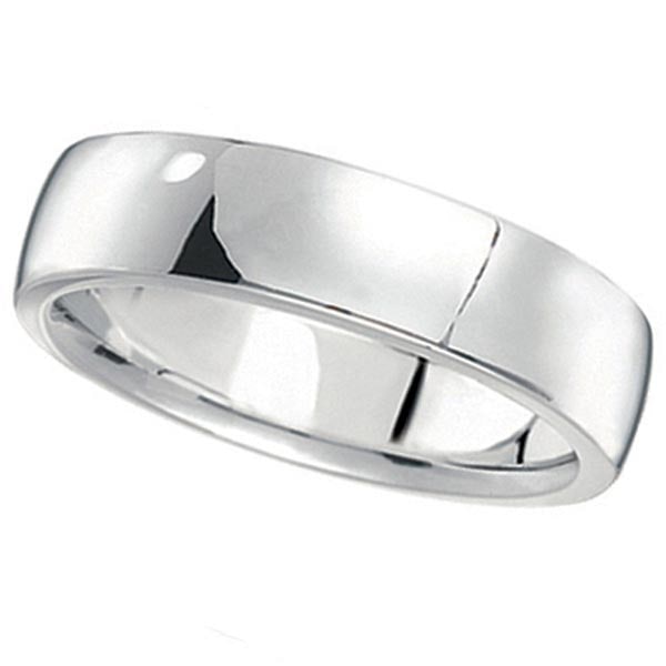 14k White Gold Wedding Ring Low Dome Comfort Fit 5 mm (1 of 1)