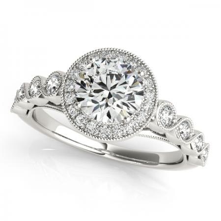 CERTIFIED 18KT WHITE GOLD 1.26 CTW J-K/VS-SI1 DIAMOND HALO ENGAGEMENT RING (1 of 1)