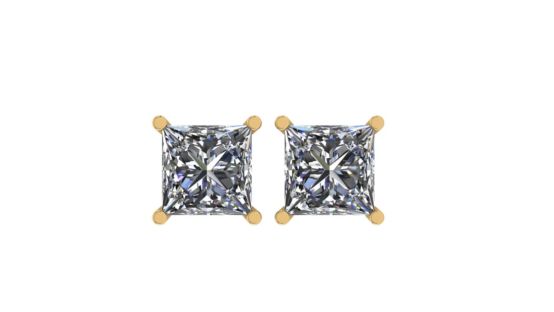 Certified 0.9 CTW Princess Diamond Stud Earrings K/SI1 (1 of 1)
