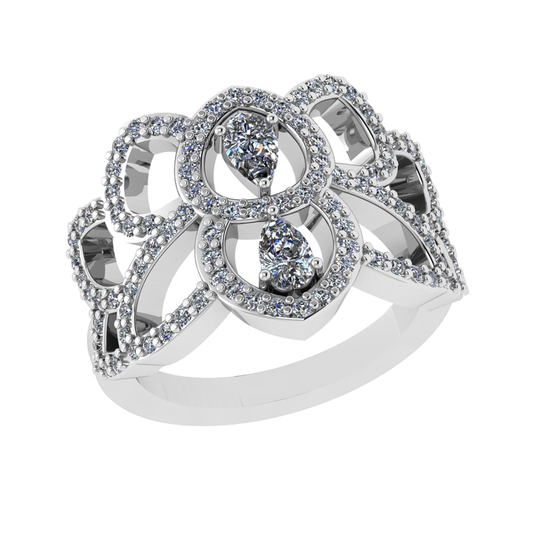 1.28 Ctw SI2/I1 Diamond 14K White Gold Promises Ring: Center Diamond Weight : 0.50 Ctw (Pear Cut) Center Diamond Color :- J-K Center Setting : Prong Center Clarity : SI2/I1 Side Stone Weight Of Ctw 0.78 Ctw Side Stone Color : J-K Stone Clarity : SI2/I1 S