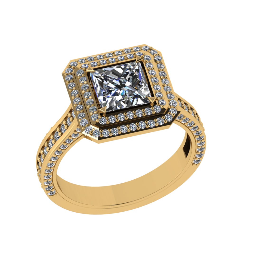 1.79 Ctw VS/SI1 Diamond 14K Yellow Gold Engagment Ring: Center Diamond Weight : 1.00 Ctw (Princess Cut) Color : J-K Clarity : VS/SI1 Setting : Prong Side Weight Of Ctw 0.79 Ctw Color : J-K Clarity : VS/SI1 Stone Setting : Prong Metal Weight : Approx 4.10 g