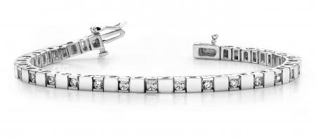 14K WHITE GOLD 1 CTW G-H I1/I2 ALTERNATING DIAMOND BLOCK TENNIS BRACELET: 14K WHITE GOLD 1 CTW G-H I1/I2 ALTERNATING DIAMOND BLOCK TENNIS BRACELET #PAPPS23458v5