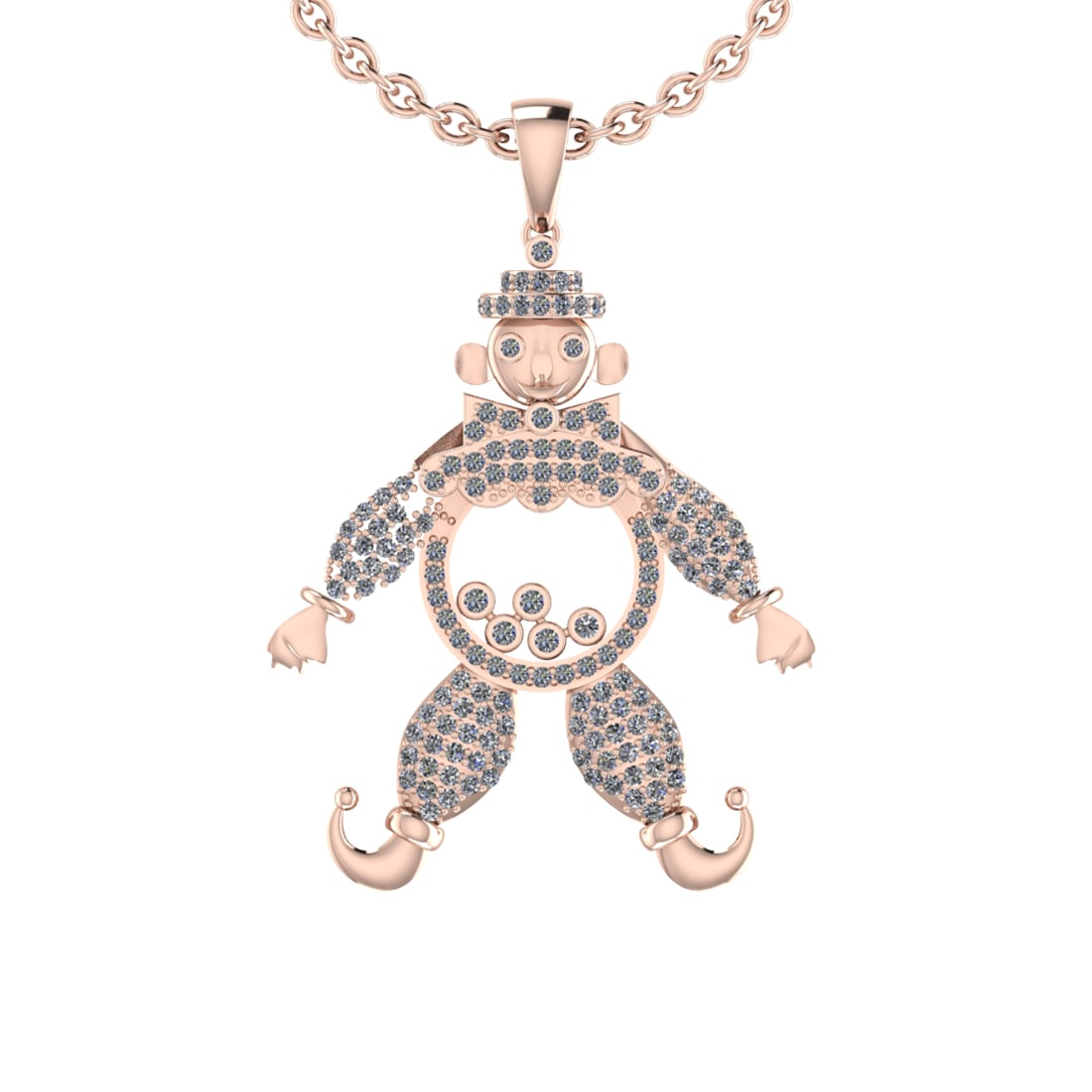 1.25 Ctw SI2/I1 Diamond 14K Rose Gold Happy Clown CHOPARD Necklace: Total Diamond Weight : 1.25 Ctw ( Round Cut ) Diamond Color :- J-K Clarity : SI2/I1 Stone Setting : Prong Metal Weight : Approx 12.60 Gram 14K Rose Gold Happy Clown Necklace #PAPPS94526v7