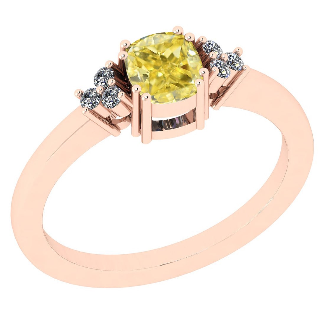 Certified 0.81 Ct GIA Certified Natural Fancy Yellow Diamond And White Diam: Center Stone Approx Weight: 0.73 Ctw (1psc Cushion Cut) GIA Certified Center Stone Color: Natural Fancy Yellow Diamond Center Stone Clarity: I1/I1 Stone Setting: Prong Side Stone Approx Weight: 0.08 c