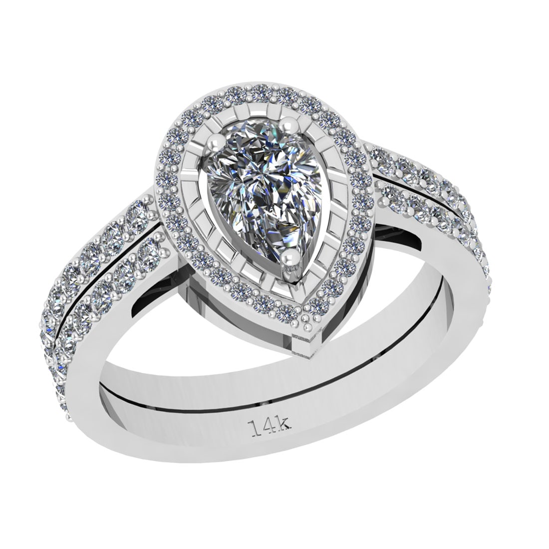 1.91 Ctw SI2/I1 Diamond 14K White Gold Engagement Halo Ring (Pear Cut Cente (1 of 2)