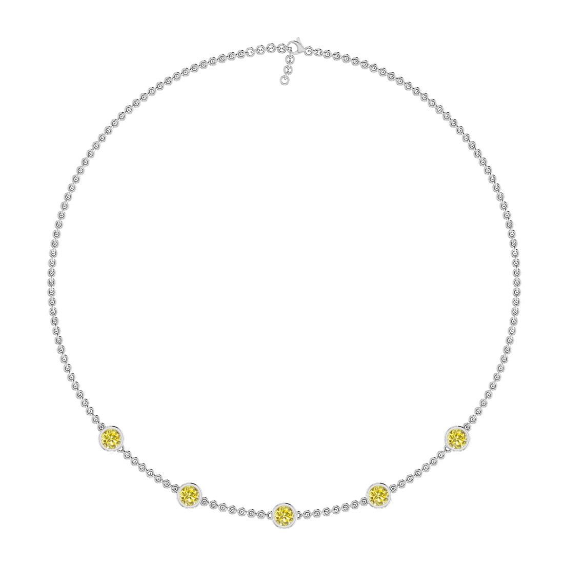 1.25 Ctw i2/i3 Treated Fancy Yellow Diamond 14K White Gold Yard Necklace: Center Diamond Weight : 1.25 Ctw (Round Cut) Center Diamond Color :-Treated Fancy Yellow Diamond Center Clarity : i2/i3 Stone Setting : Prong Metal Weight : Approx 4.50 Gram 14K White Gold Yard Neckla